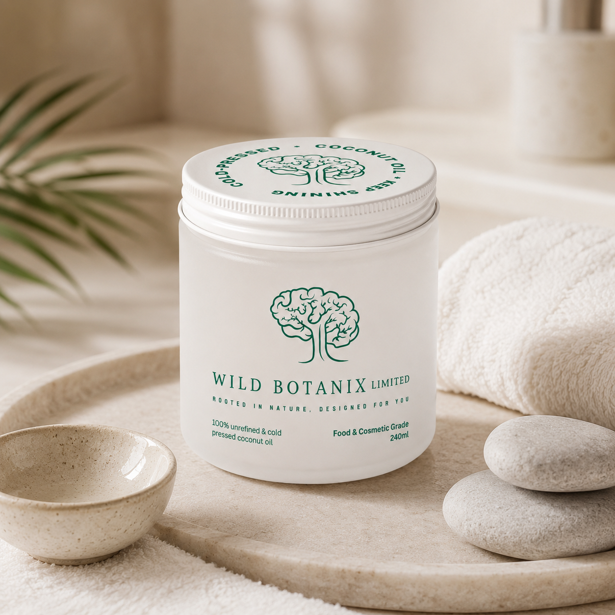 Wild Botanix Unrefined Virgin Coconut Oil – Cold-Pressed 240ml