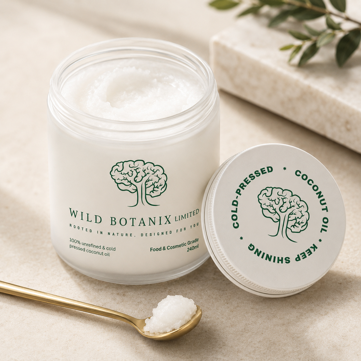 Wild Botanix Unrefined Virgin Coconut Oil – Cold-Pressed 240ml