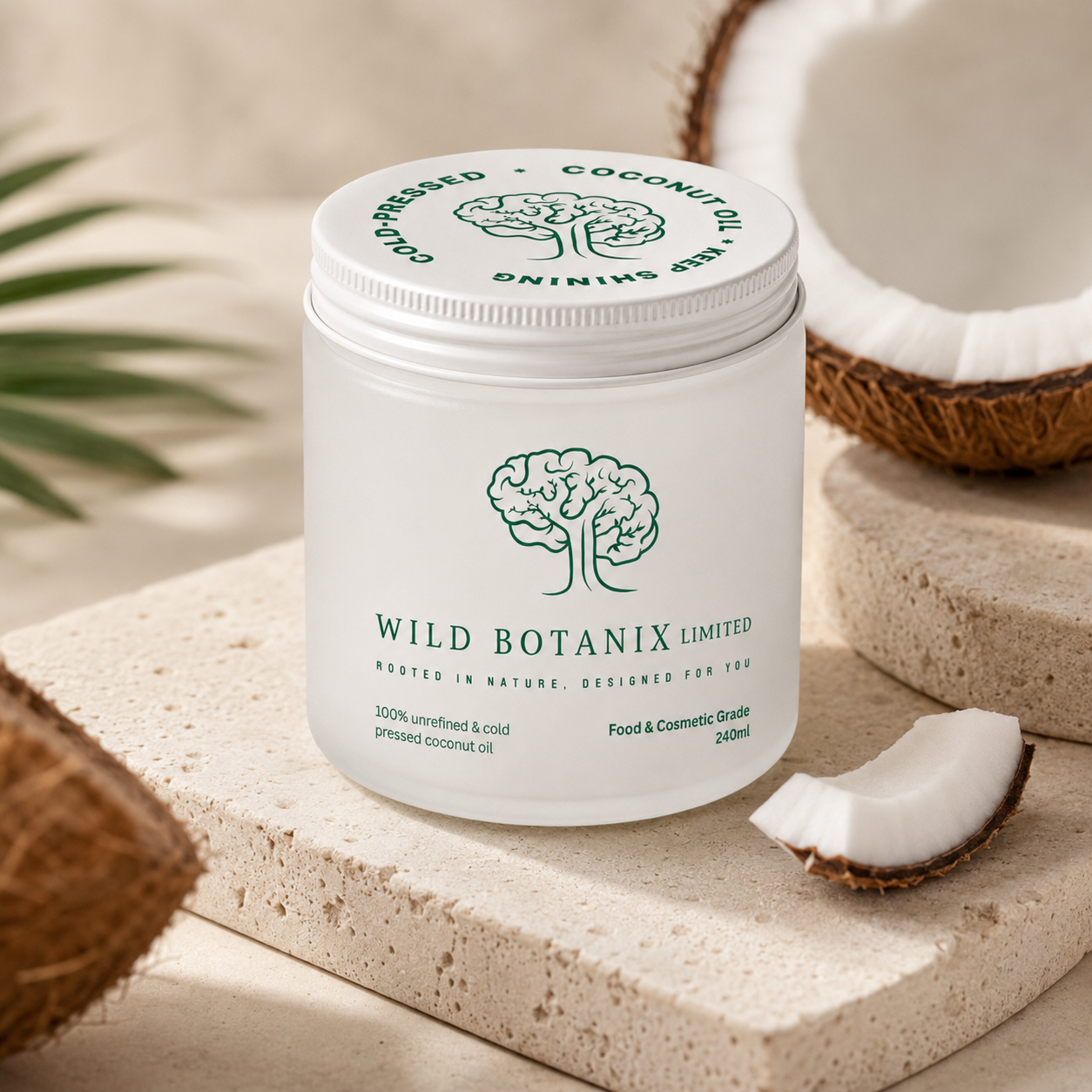 Wild Botanix Unrefined Virgin Coconut Oil – Cold-Pressed 240ml
