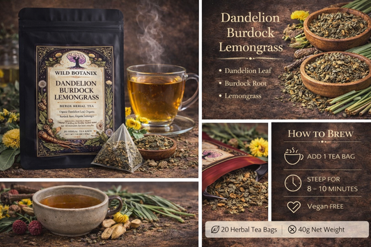 Wild Botanix Dandelion, Burdock & Lemongrass Herbal Tea – Botanical Blend (20 bags)