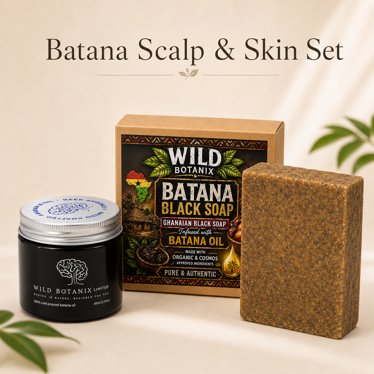 Wild Botanix Batana Scalp & Skin Set with 60ml Batana Oil and Batana Black Soap