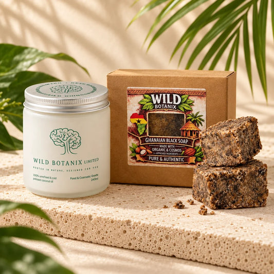 Cleanse and Moisture Duo with coconut oil and Ghanaian black soap