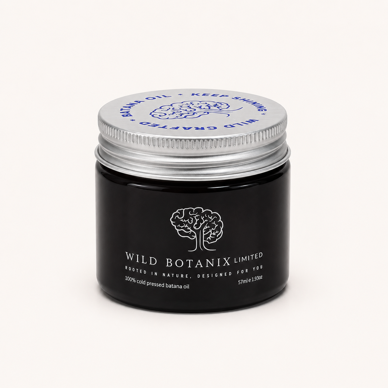 Wild Botanix Cold-Pressed Batana Oil medium jar on a clean white background