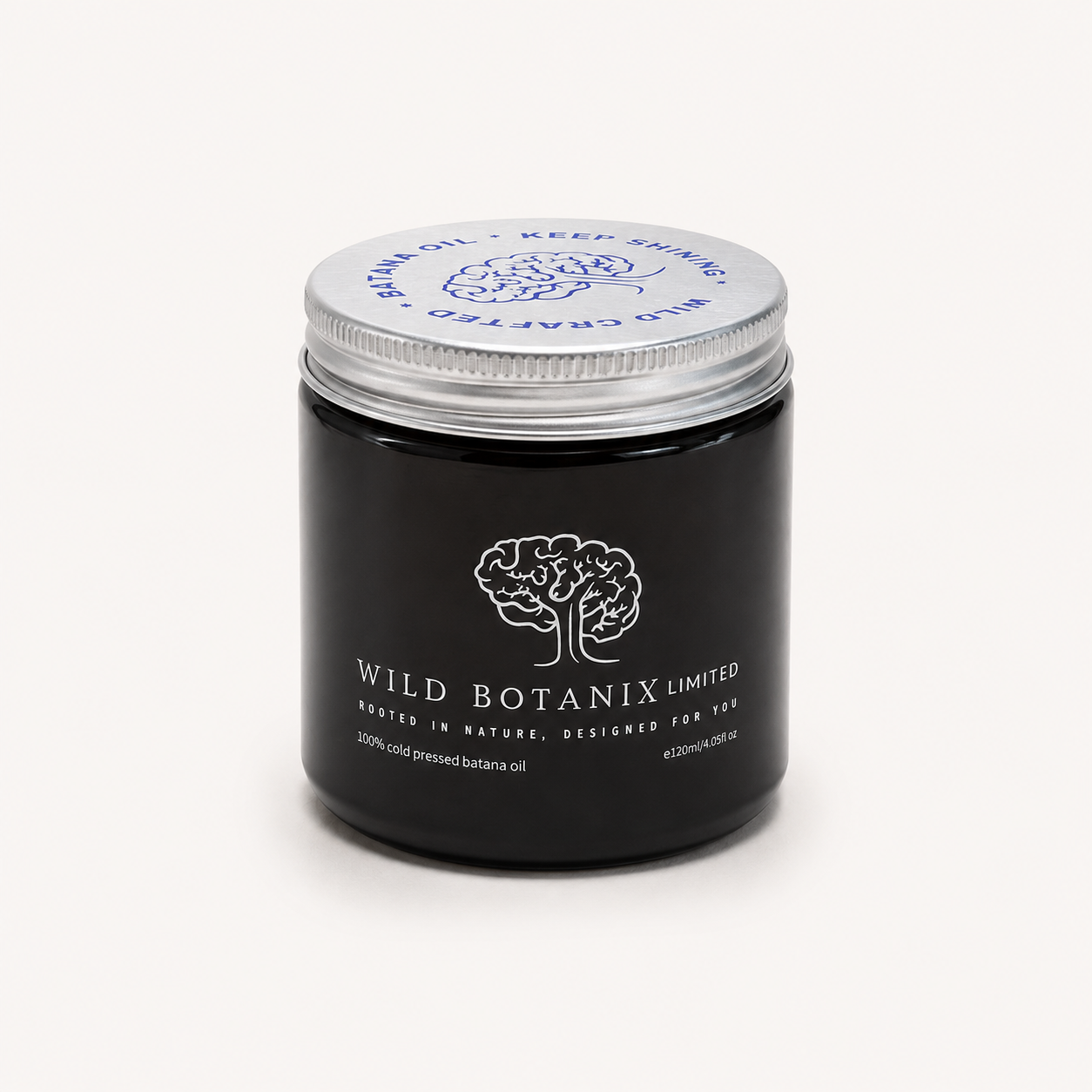 Wild Botanix Cold-Pressed Batana Oil large jar on a clean white background