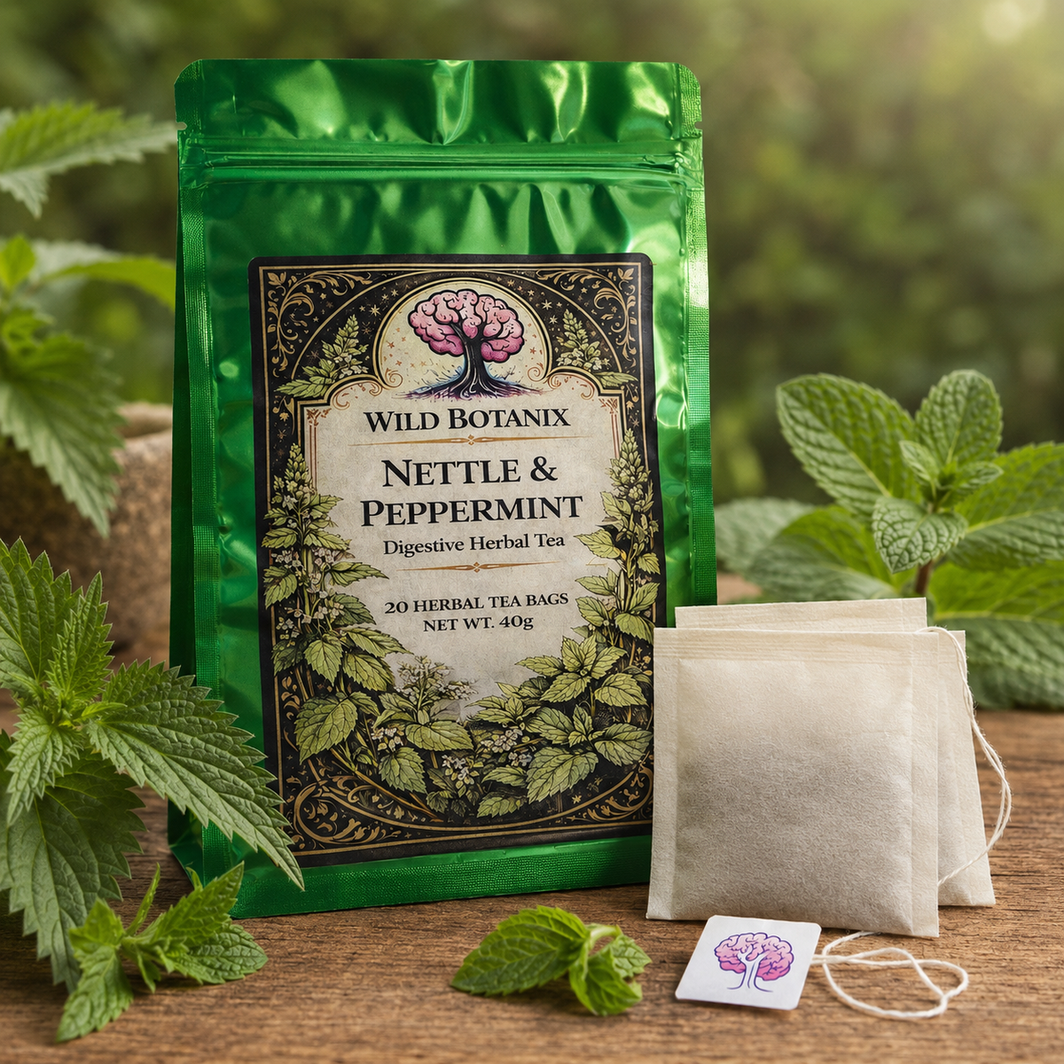 Wild Botanix Nettle & Peppermint Herbal Tea 20 tea bags hero product image