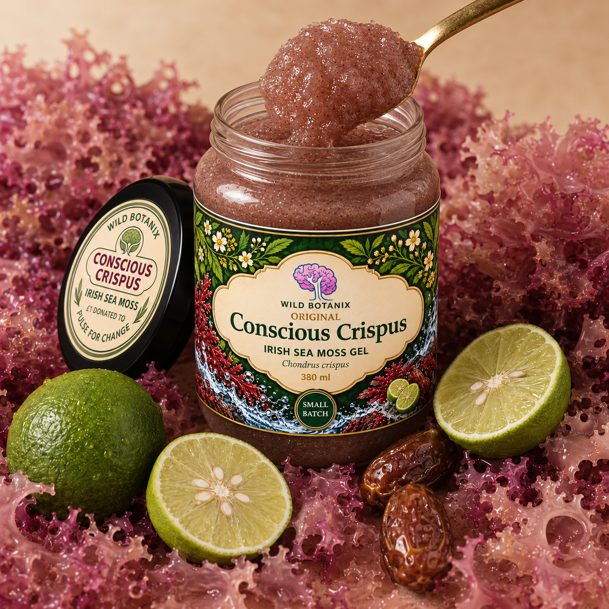 Wild Botanix Original Conscious Crispus Irish Sea Moss Gel 380 ml – spoon texture with new label